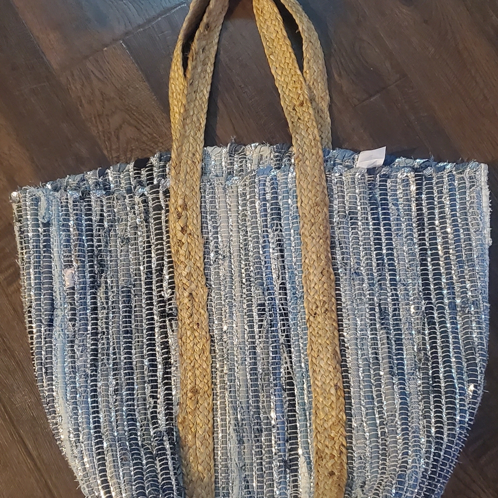 Stylish Blue and Tan Tote Bag
